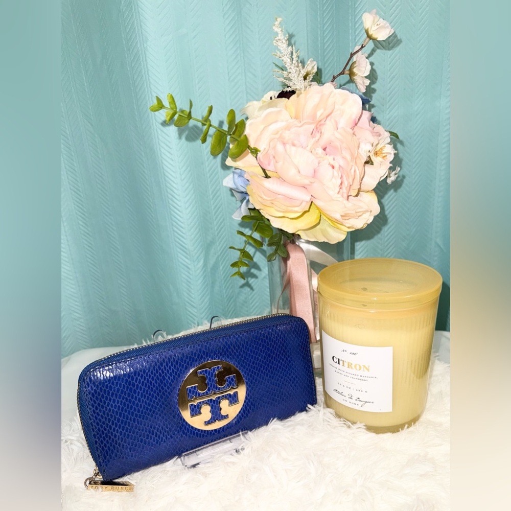 Tory Burch Blue Logo Convertible Wallet